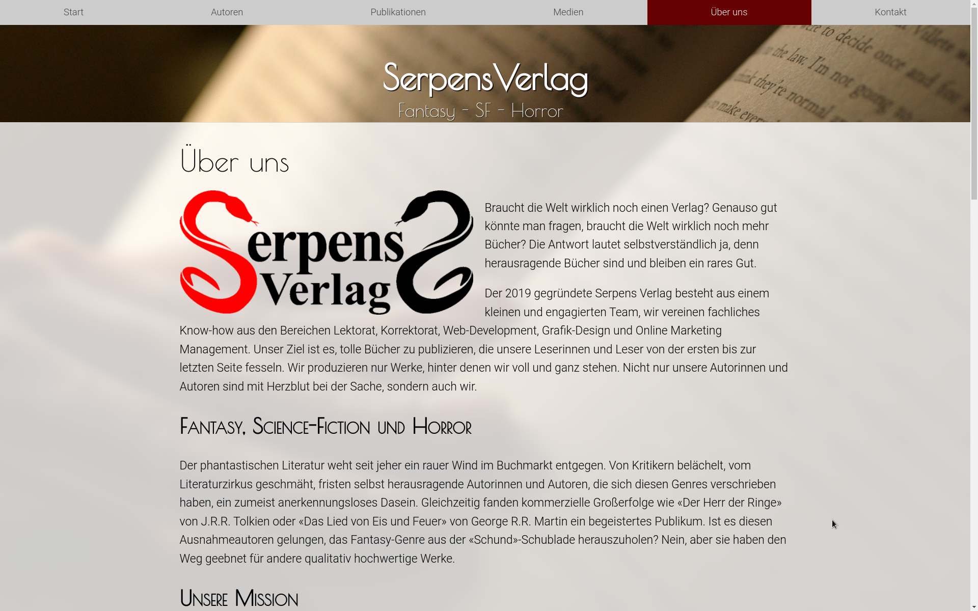 Screenshot: Serpens Verlag